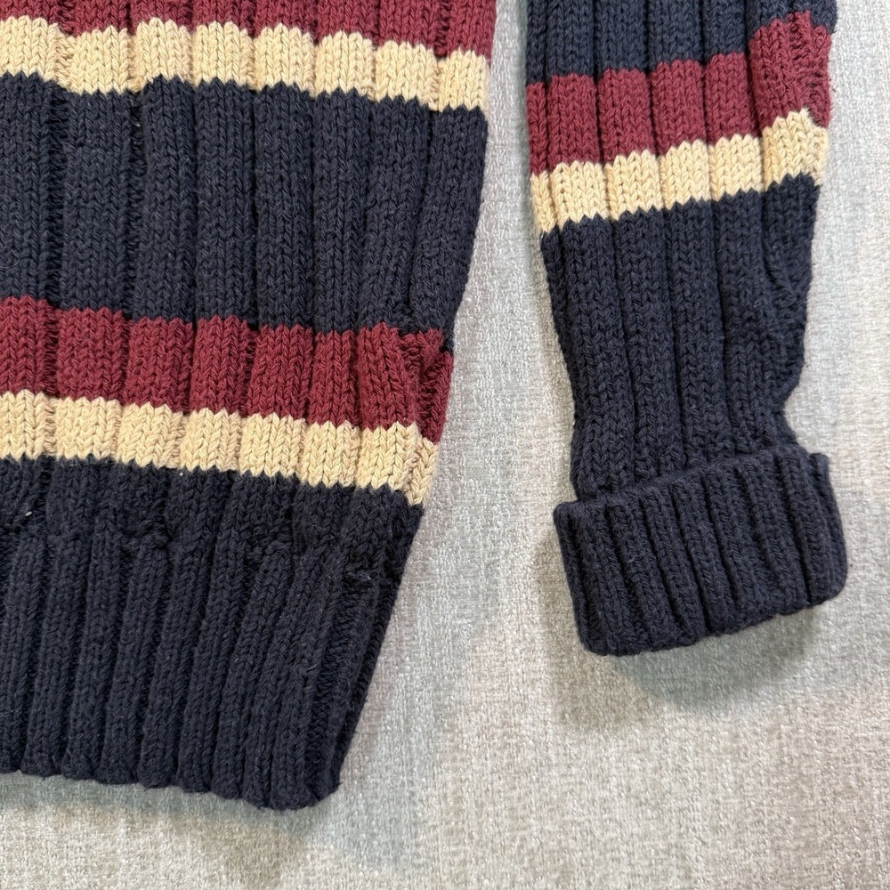 Vtg Polo Ralph Lauren Striped Ribbed Cotton Sweater L Navy Burgundy Old Money - Picture 10 of 12